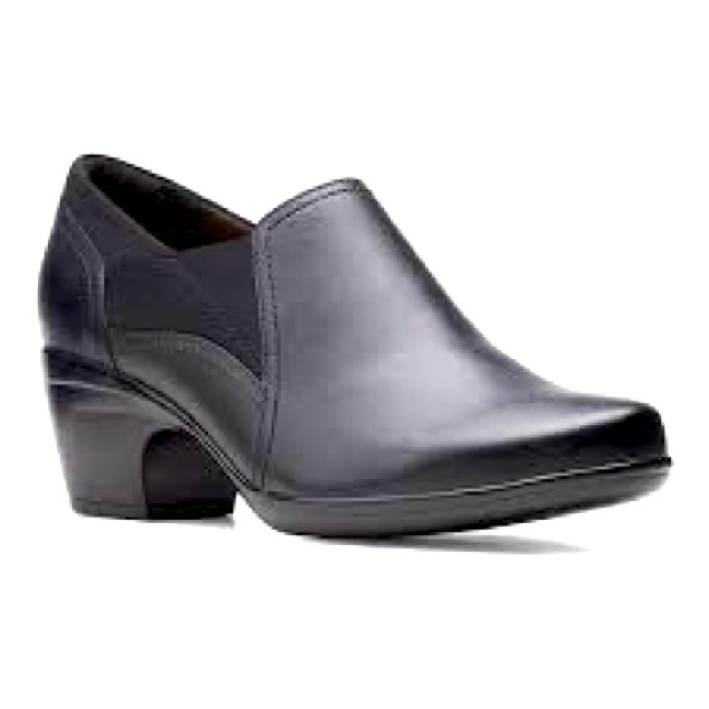 Clarks Womens Emily Amelia Black Leather Booties Shoes 7 Medium NIB